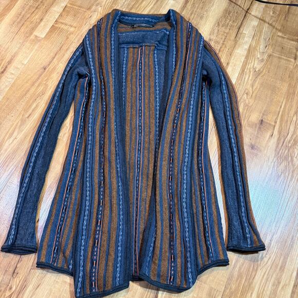 Peruvian Connection Sweaters - Peruvian Connection Carabaya Striped Aztec Southwest Boho Wool Blend Cardigan M